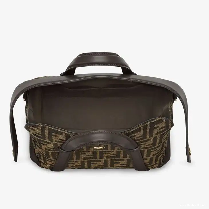 Cheap In FF Motif Boston Medium Fendi 365 Bag Fabric Brown 0427
